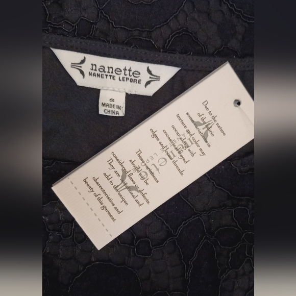 Nanette Lepore Women's Nanny Core Paisley Lace Blouse Puff Sleeves Black Sm NWT - Picture 8 of 9